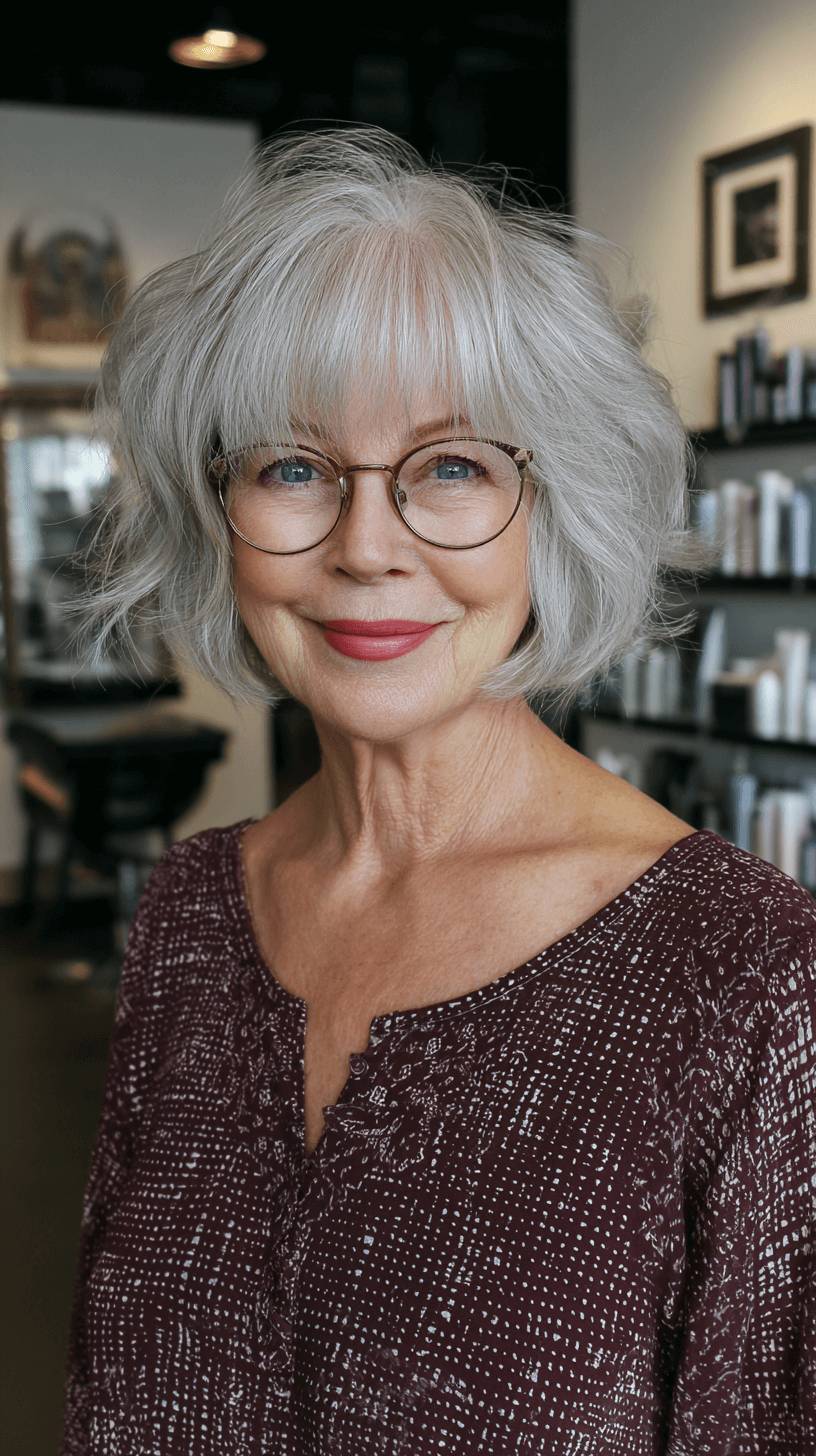 Chic Textured Shaggy Bob with Wispy Bangs