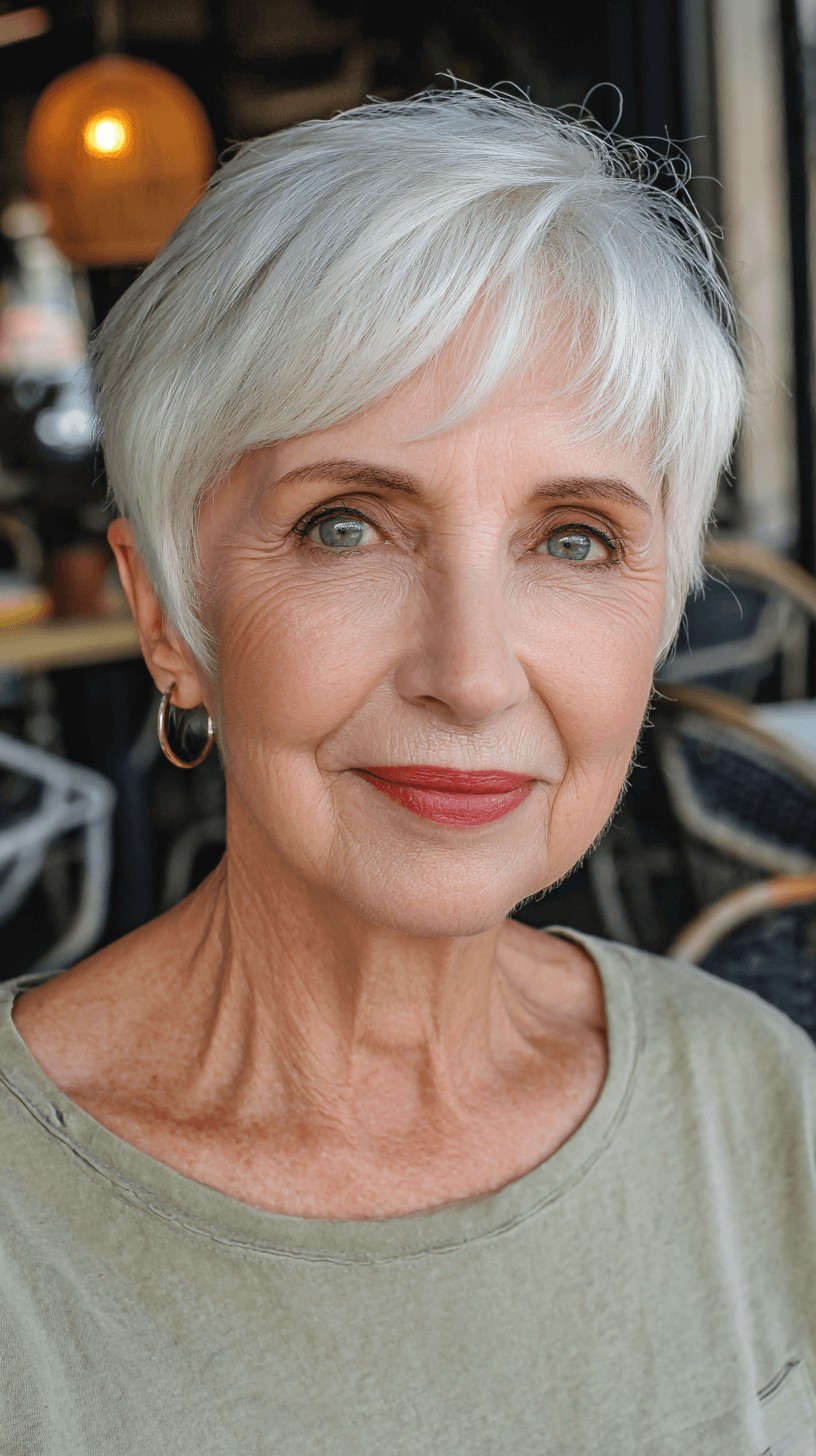 Chic Textured Silver Pixie with Soft Layers