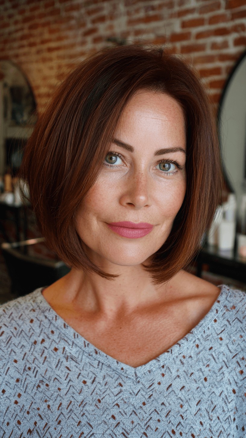 Classic Angular Bob with Subtle Warm Highlights