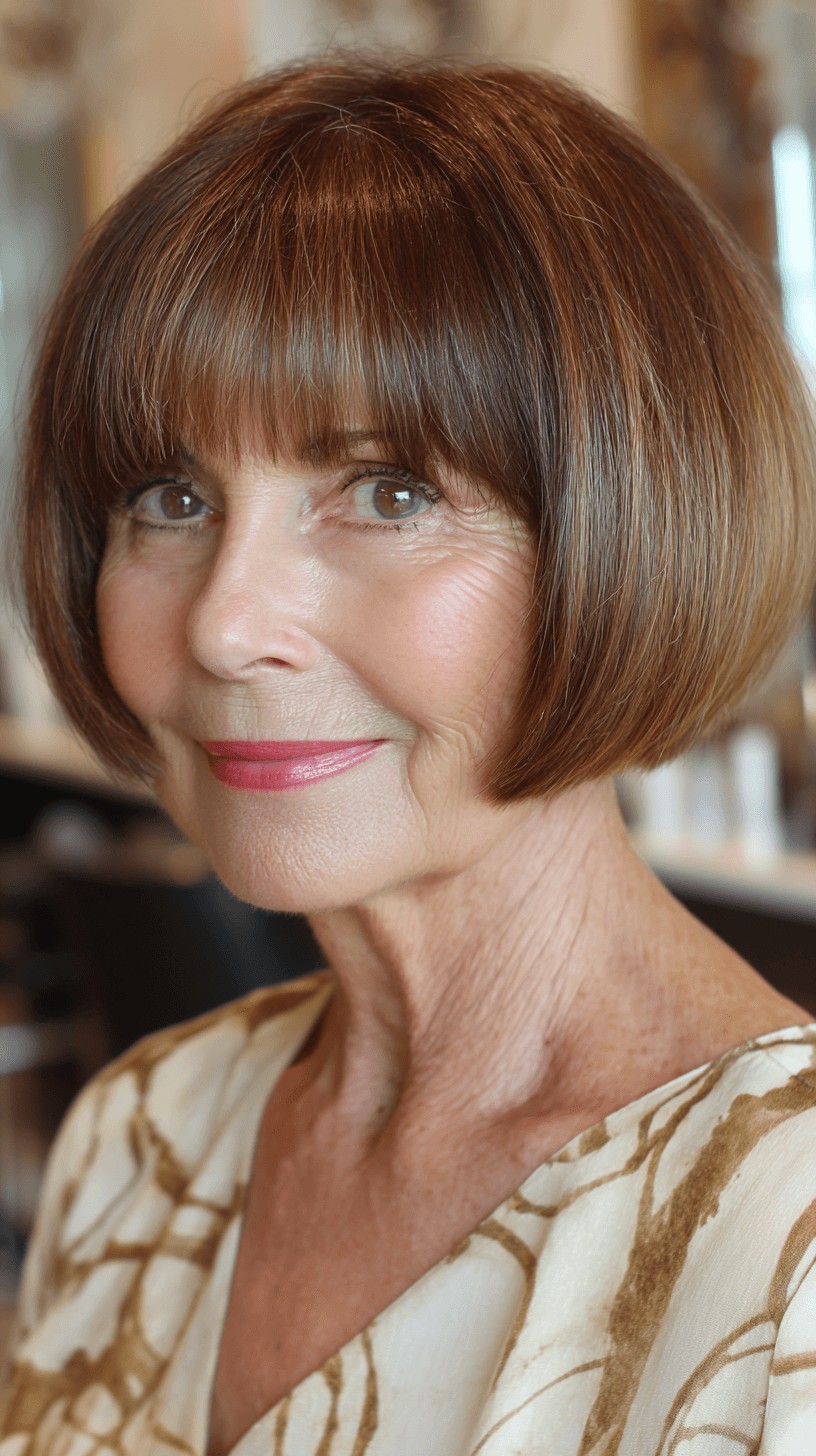 Classic Rounded Bubble Bob with Blunt Bangs