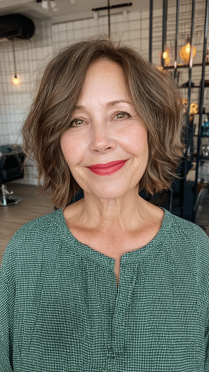 Effortlessly Chic Frayed Bob with Soft Waves