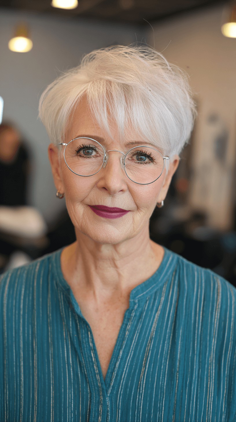 Effortlessly Chic Short Silver Hairstyle with Textured Layers