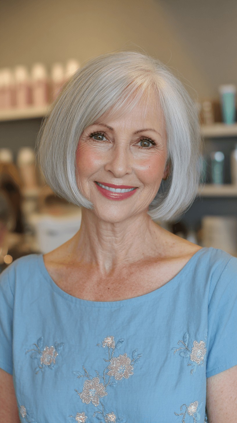 Elegant Silver Bubble Bob with Soft Volume