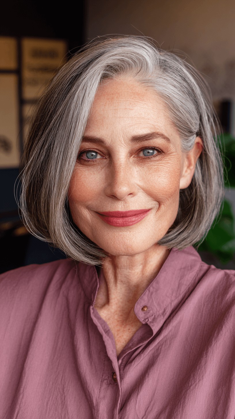 Elegant Silver Bubble Bob with Subtle Layers