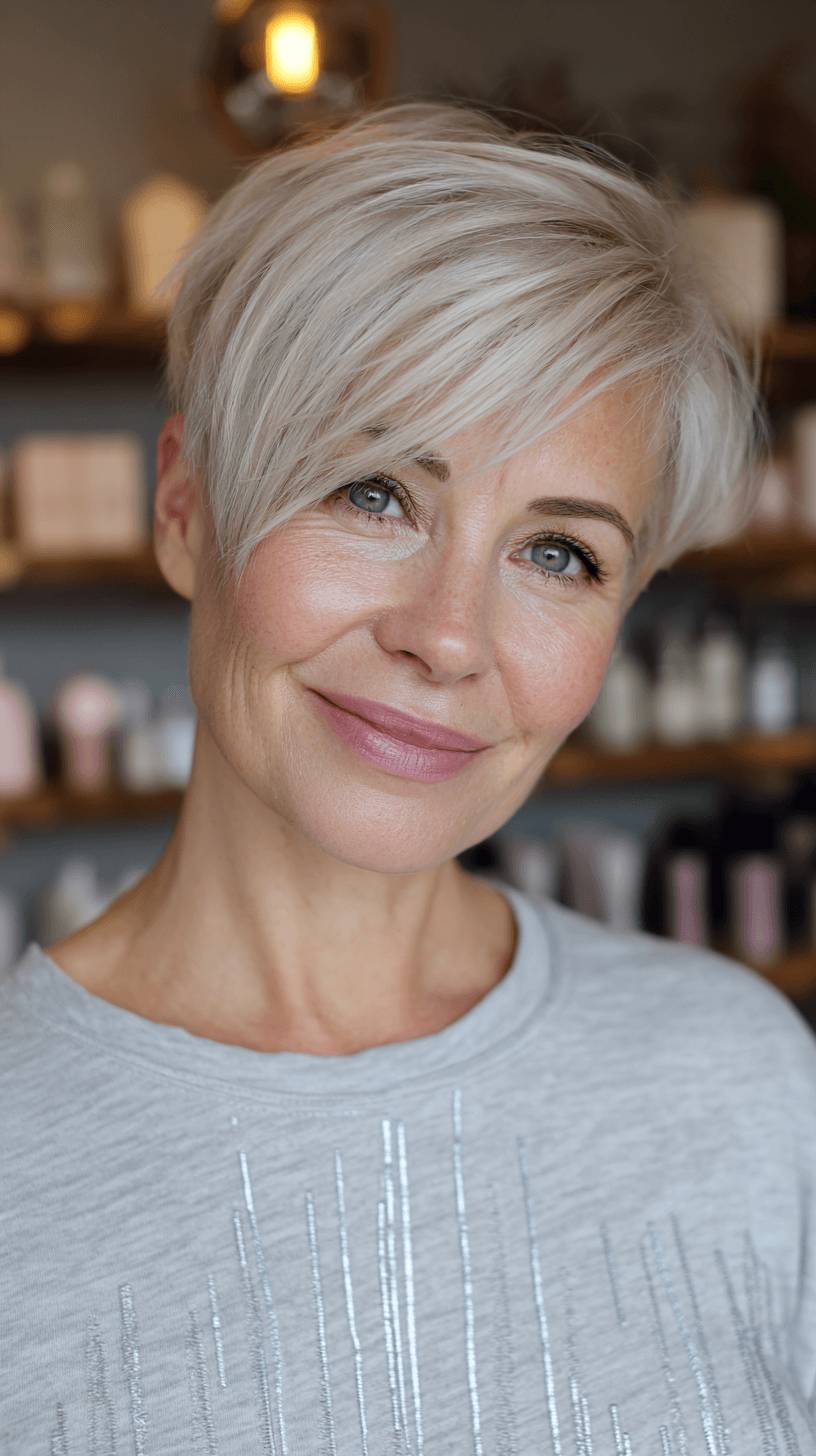 Elegant Textured Pixie Cut with Side Part