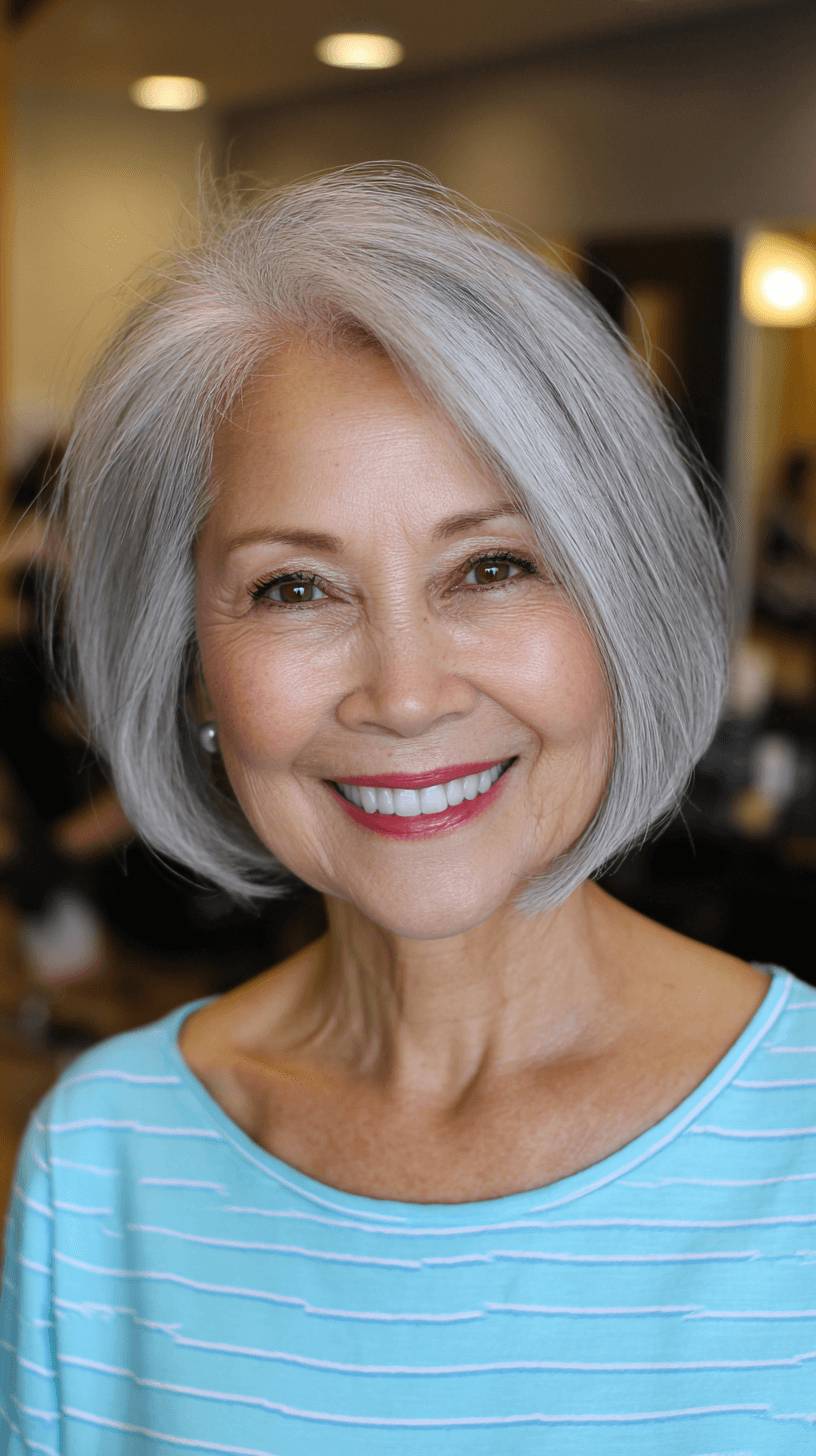 Modern Short Silver Bob with Subtle Texture