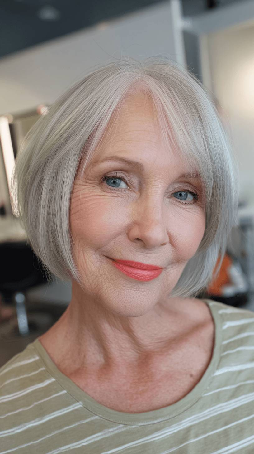 Modern Silver Bob with Soft Textured Ends