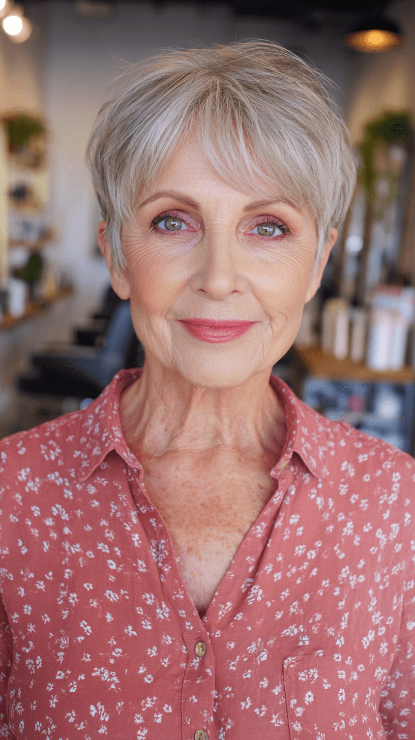 Modern Soft Gray Textured Pixie Cut