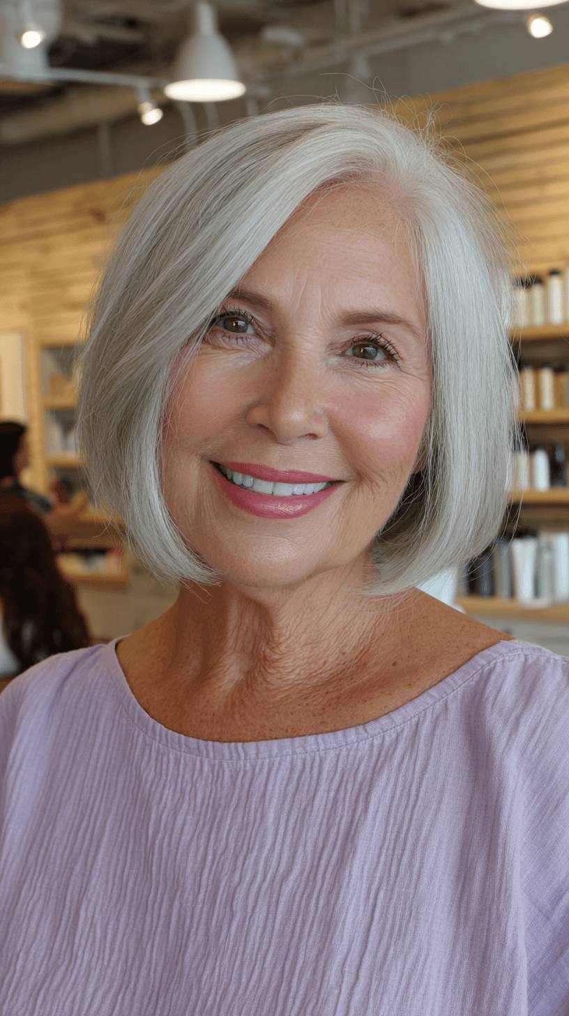 Modern Soft Grey Bob with Flattering Movement