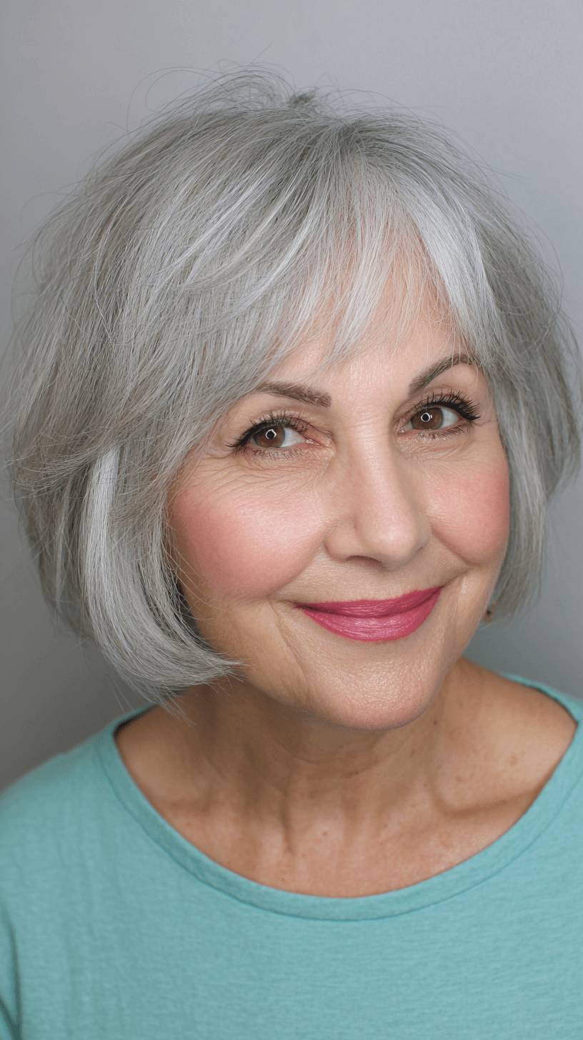 Modern Textured Bob with Soft Long Bangs