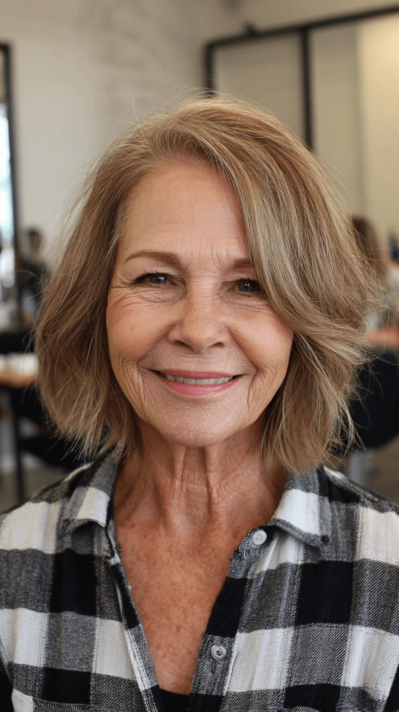 Modern Textured Frayed Bob with Gentle Waves