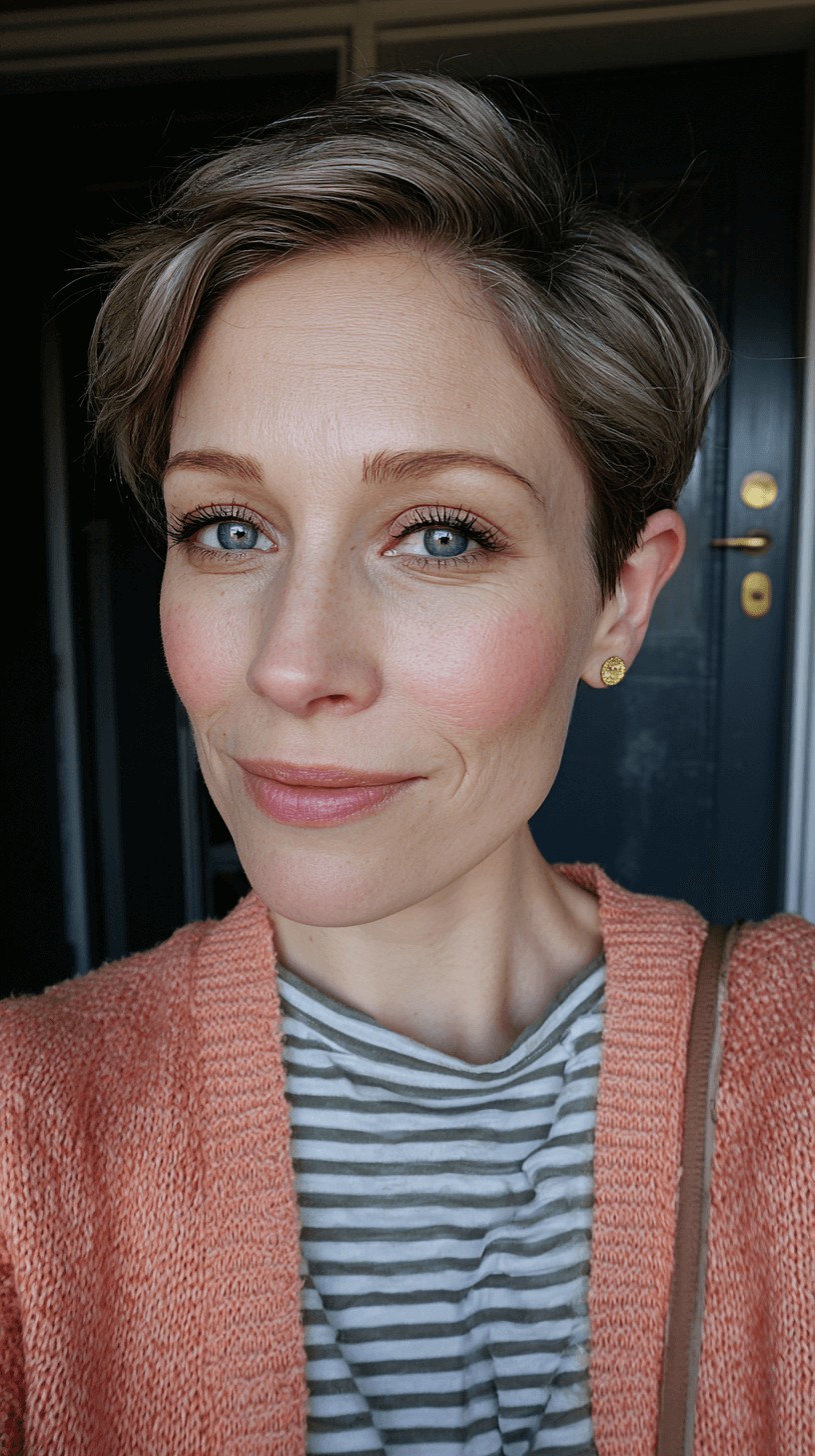 Modern Textured Pixie Cut with Cool Blonde Balayage