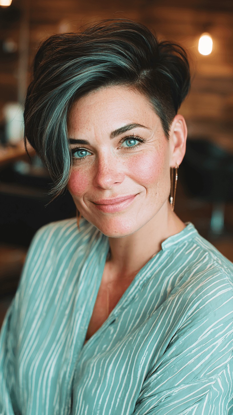 Modern Textured Pixie Cut with Subtle Blue Highlights