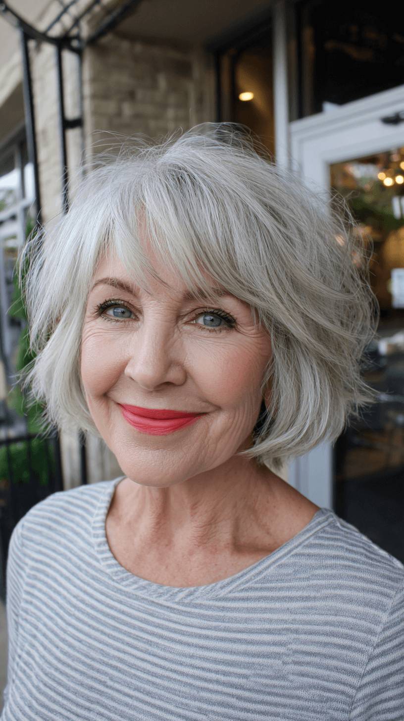 Modern Textured Shaggy Bob with Face-Framing Bangs