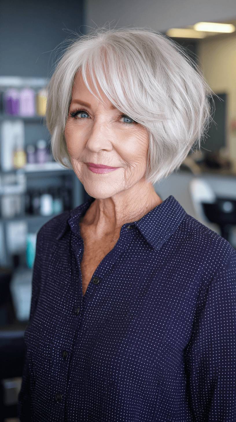 Modern Wispy Shaggy Bob with Long Bangs