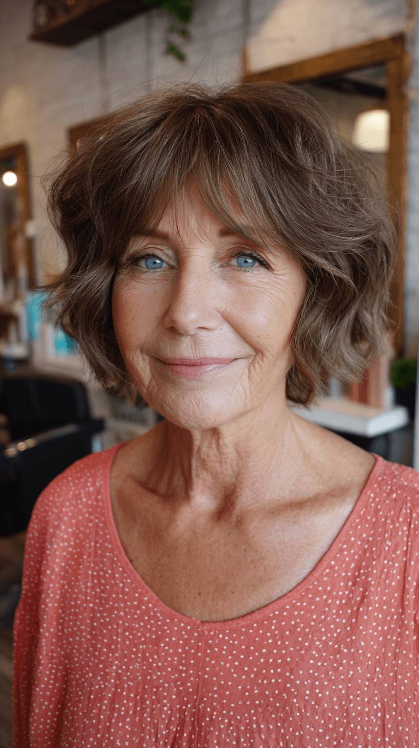 Playful Curly Shaggy Bob with Volume-Boosting Bangs