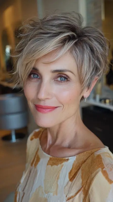 Playful Textured Pixie Cut with Soft Waves