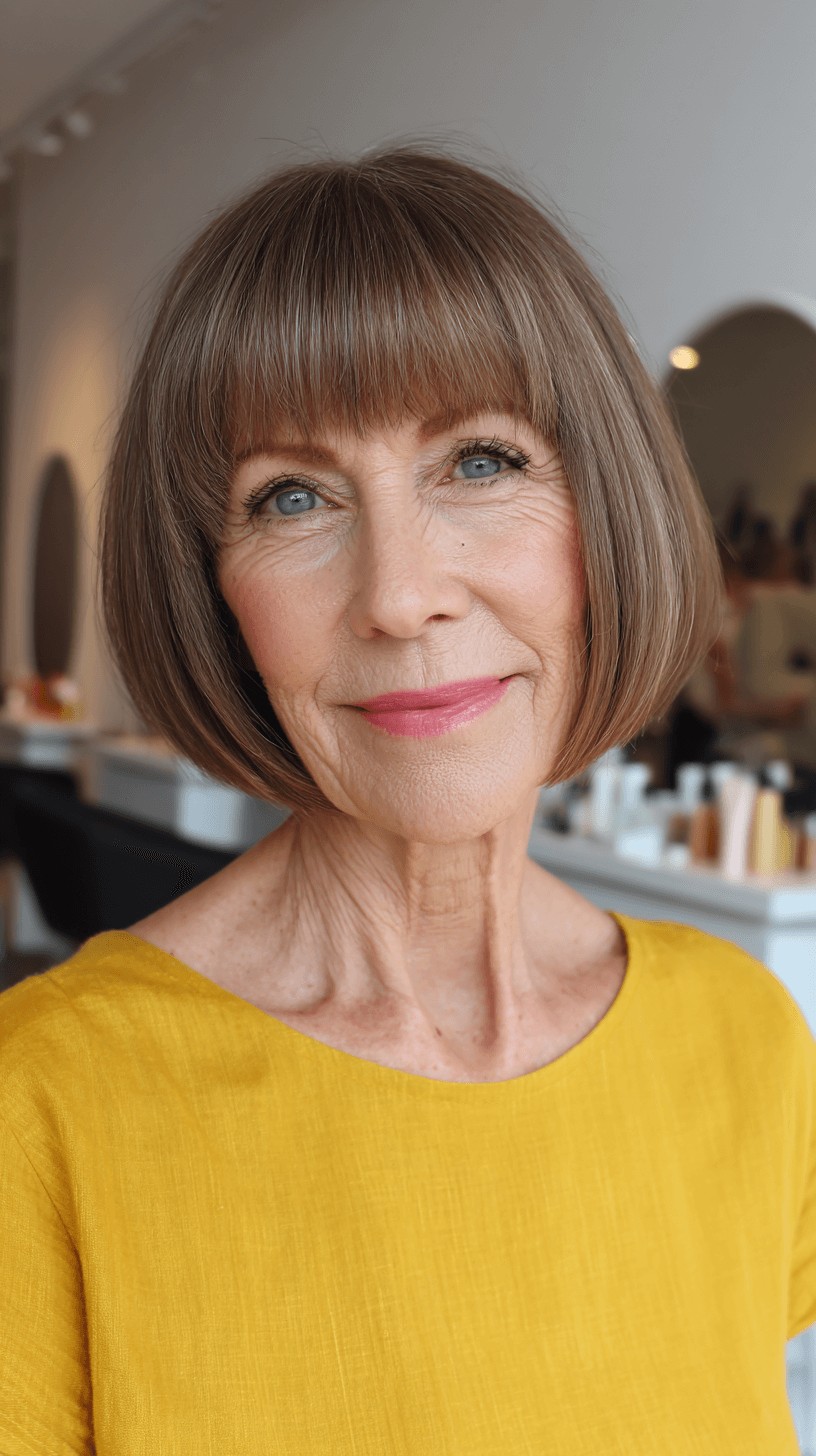 Sleek Blunt Bob with Full Bangs