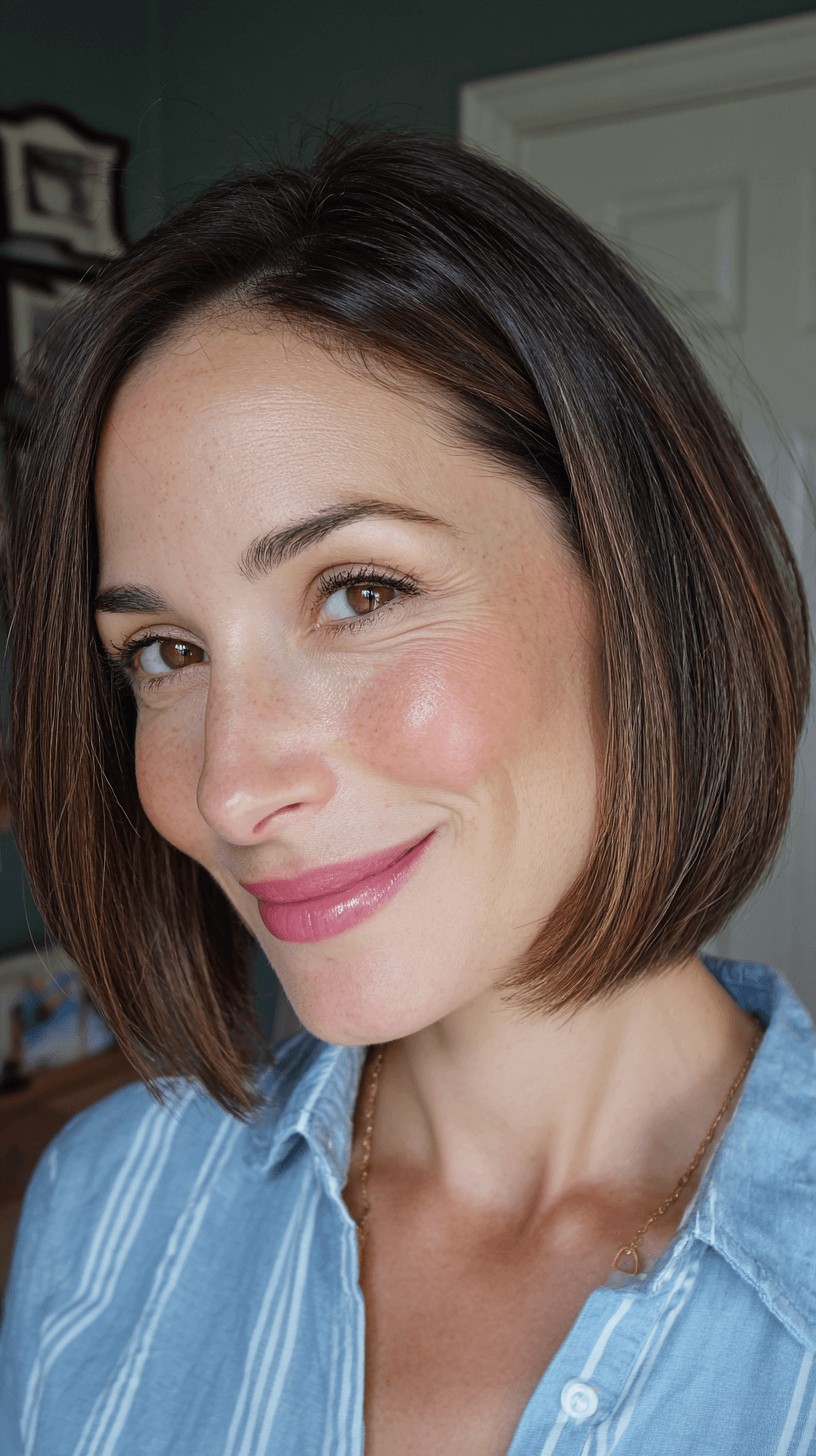 Sleek Blunt Bob with Subtle Glossy Finish