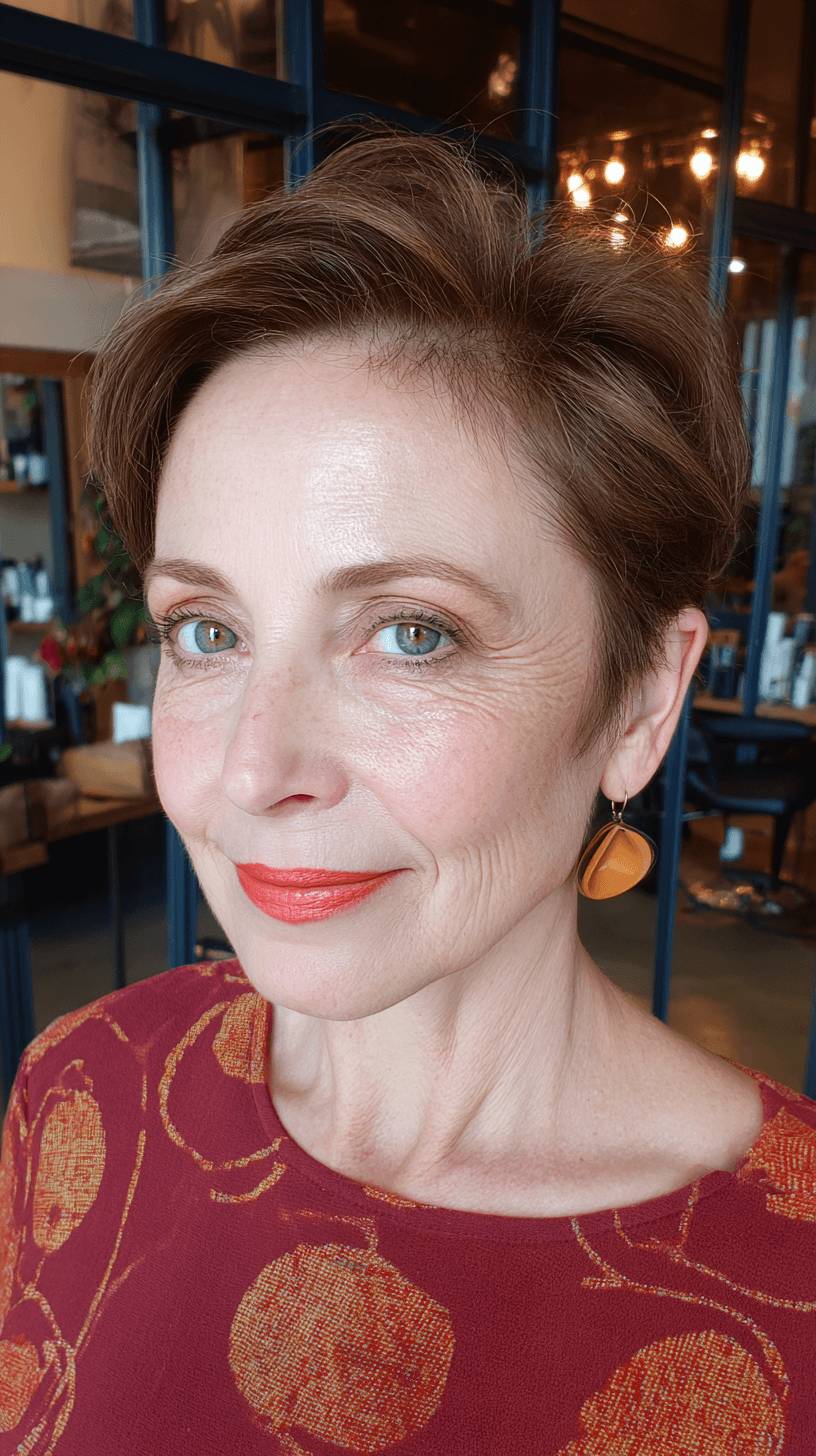 Sleek Side-Parted Pixie Cut with Textured Crown