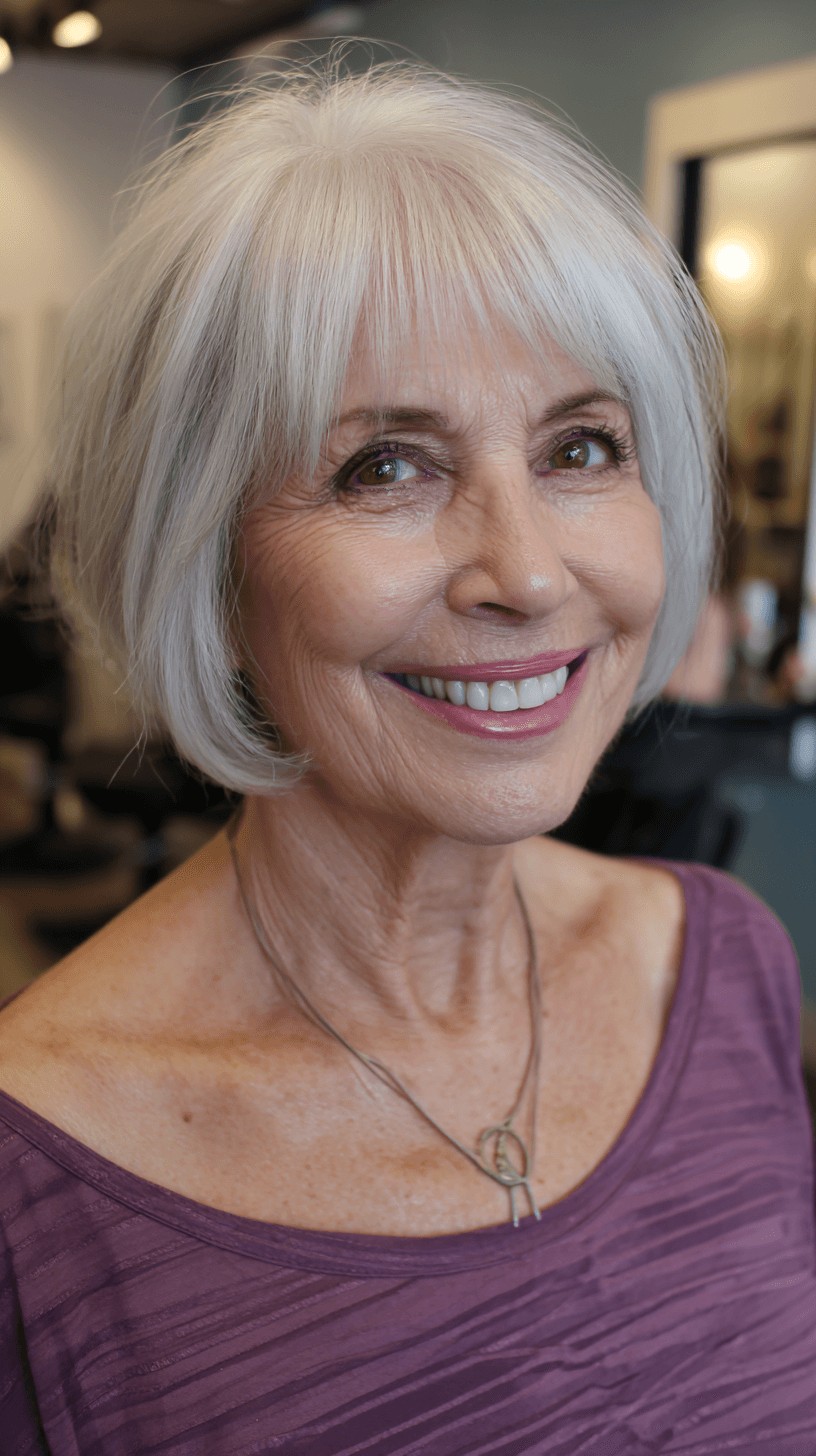 Soft Silver A-Line Bob with Subtle Textures