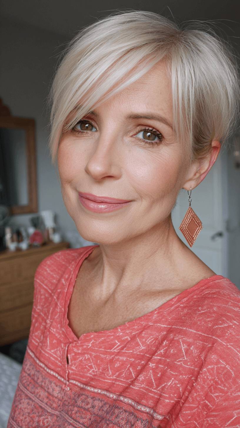 Softly Textured Asymmetrical Pixie Cut with Side Part