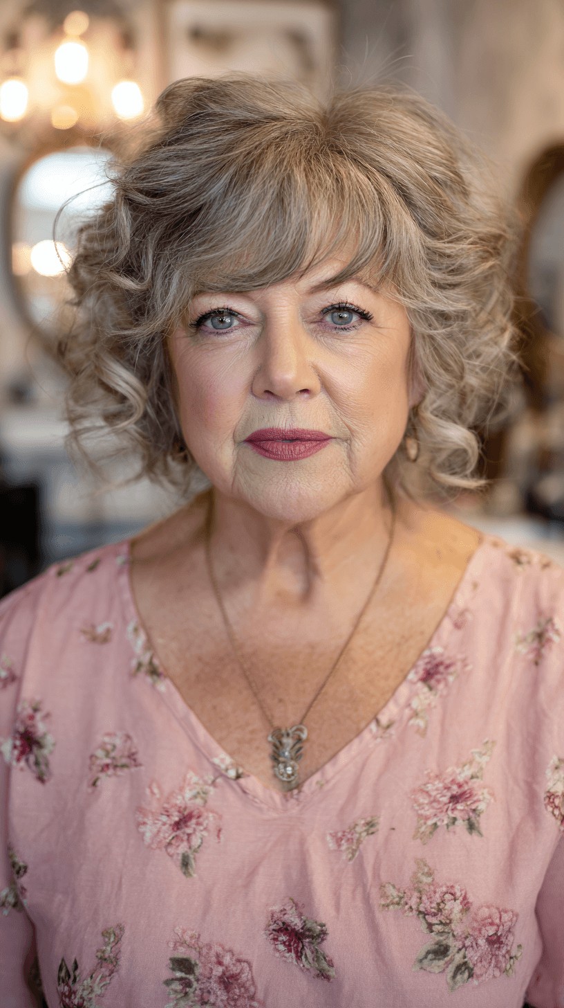 Softly Textured Curly Bob with Feathered Layers