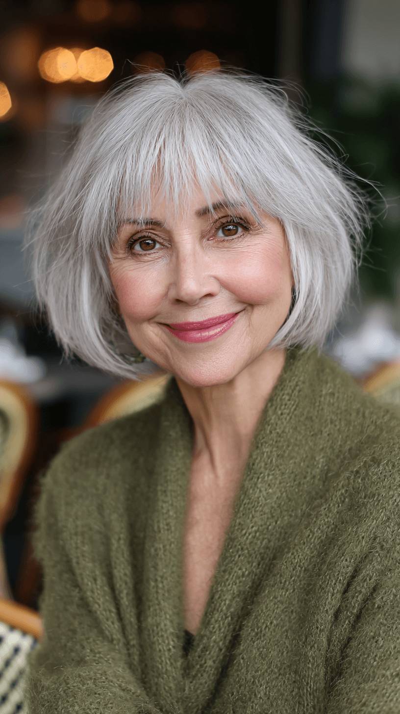 Softly Textured Shaggy Bob with Long Face-Framing Bangs