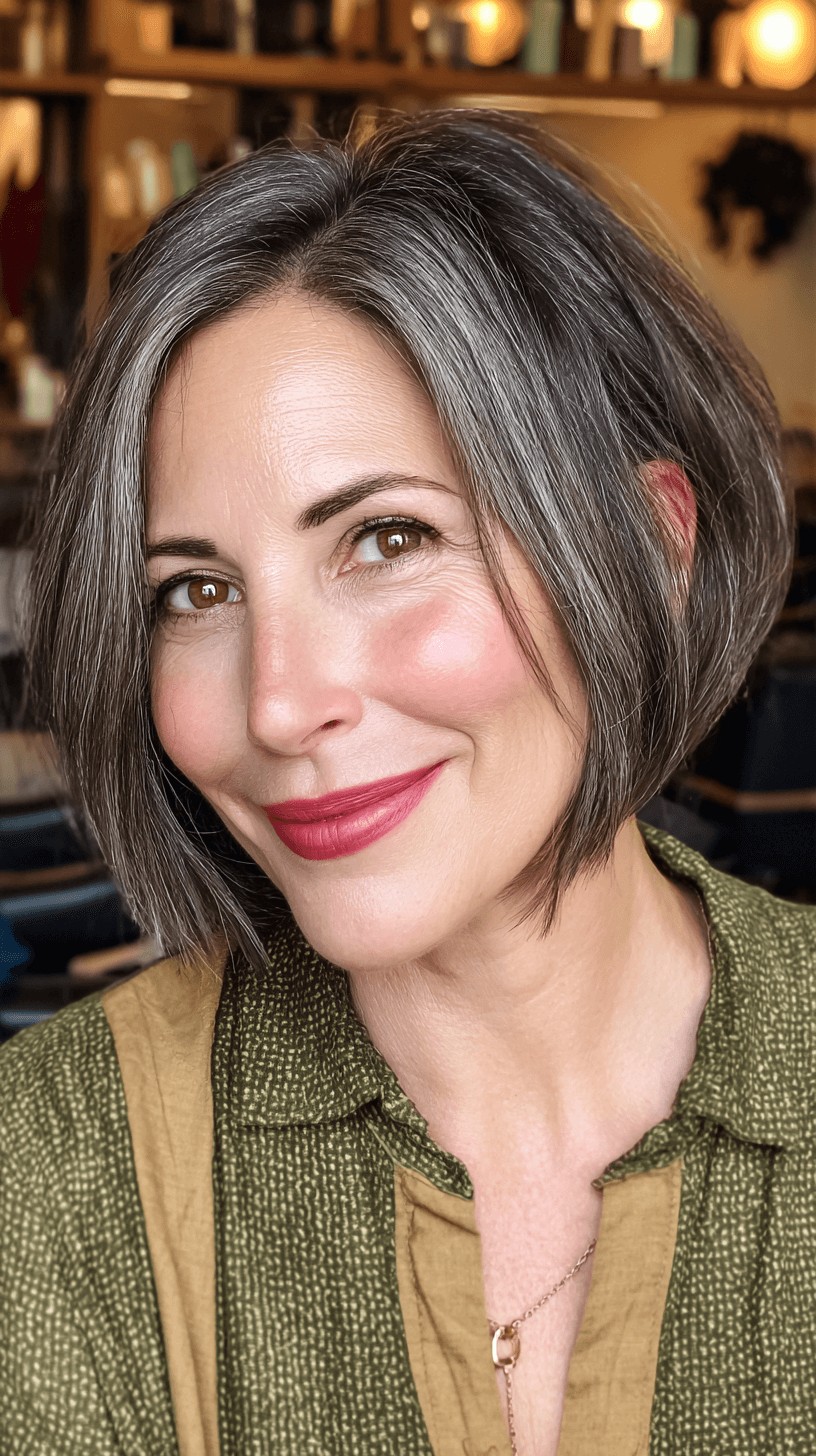 Stylish Textured Bob with Silver Highlights