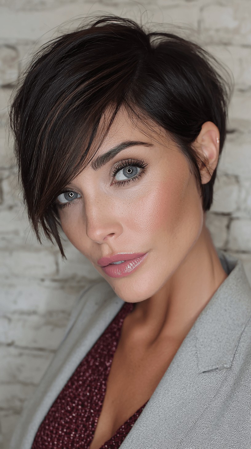 Stylish Textured Pixie Cut with Subtle Dark Balayage