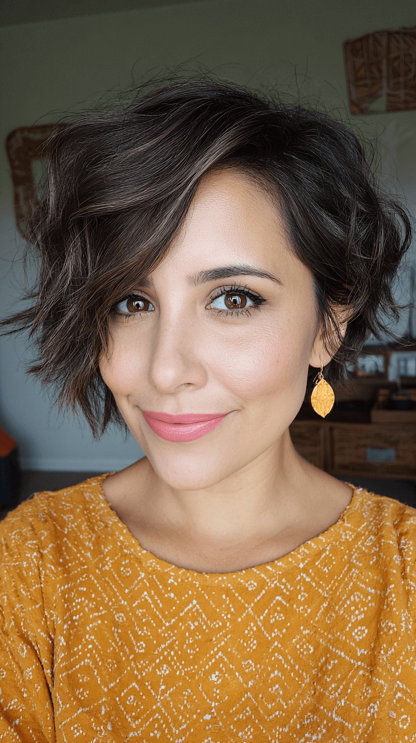 Textured Asymmetrical Pixie Cut with Subtle Balayage