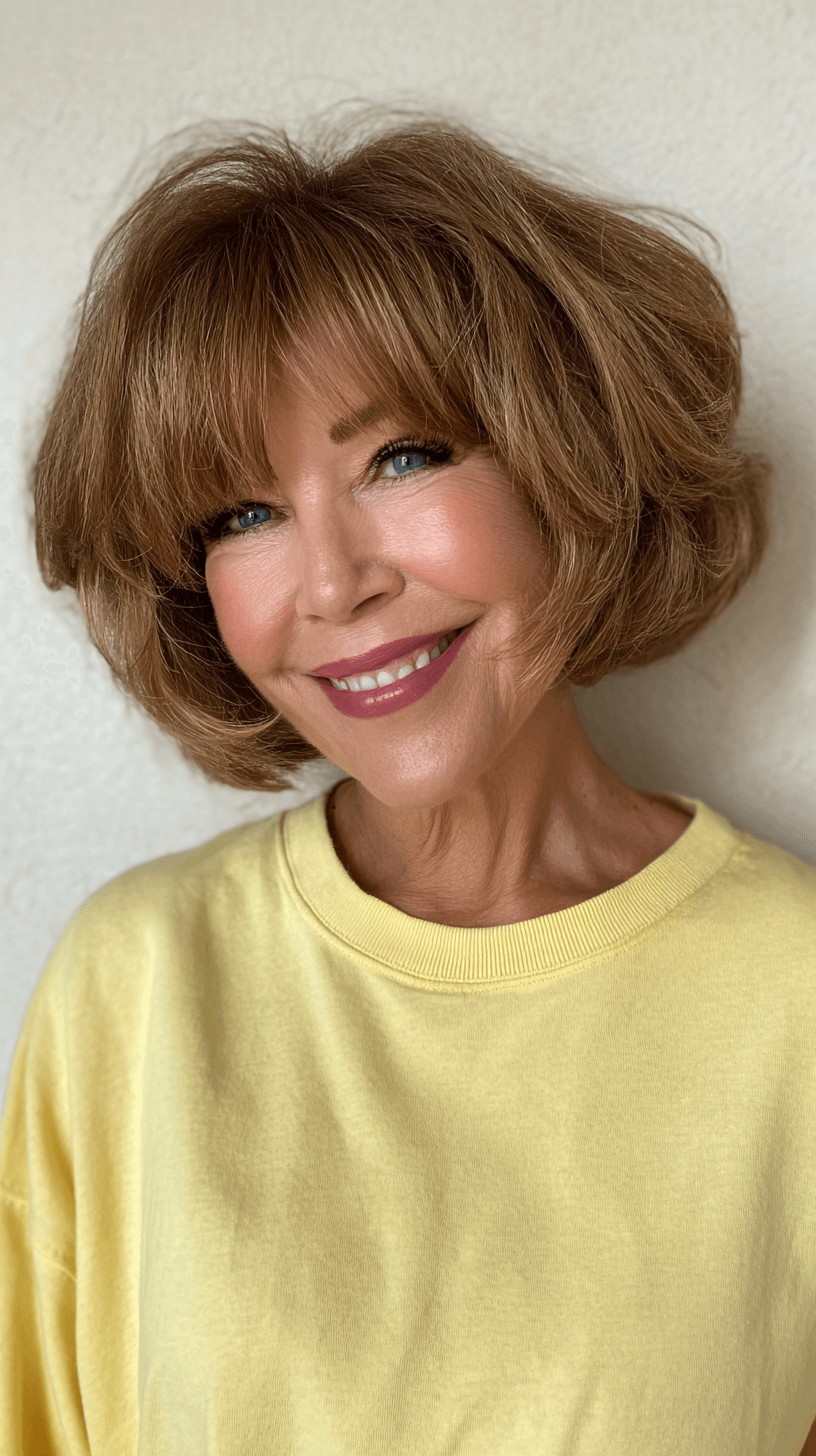 Textured Bob with Soft Bangs and Volume