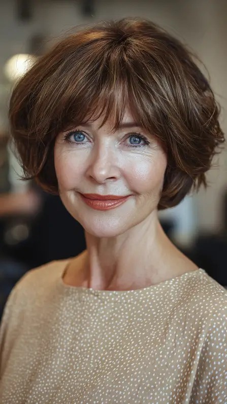 Textured Bob with Soft Layers and Bangs