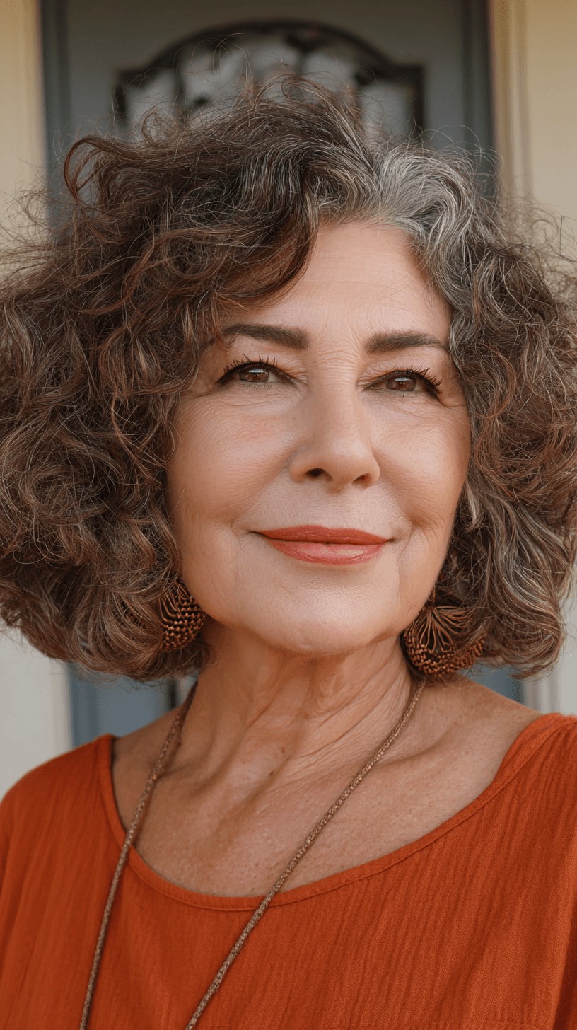 Textured Curly Bob with Face-Framing Layers