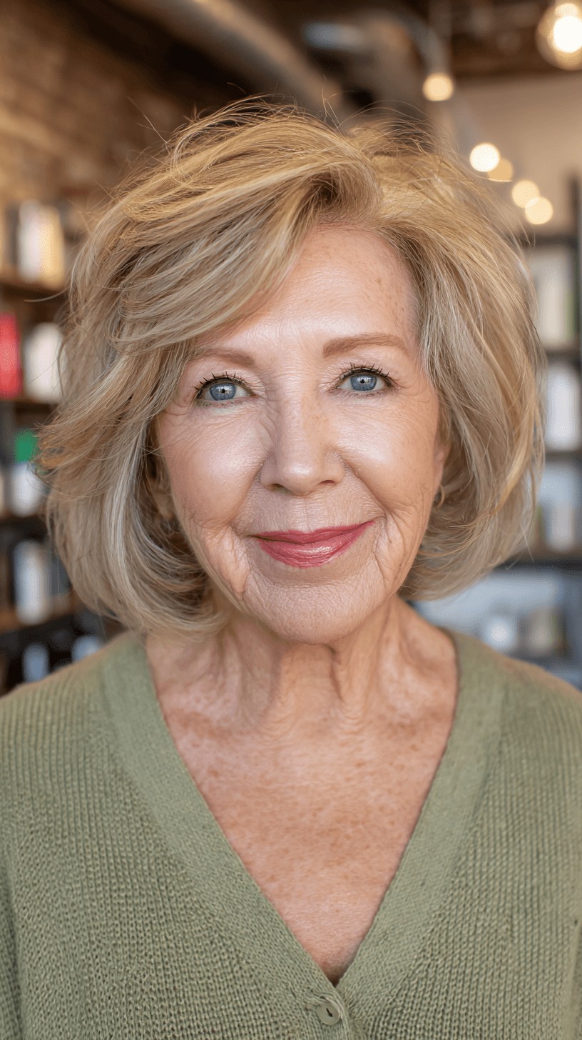 Textured Frayed Bob with Soft Waves and Volume