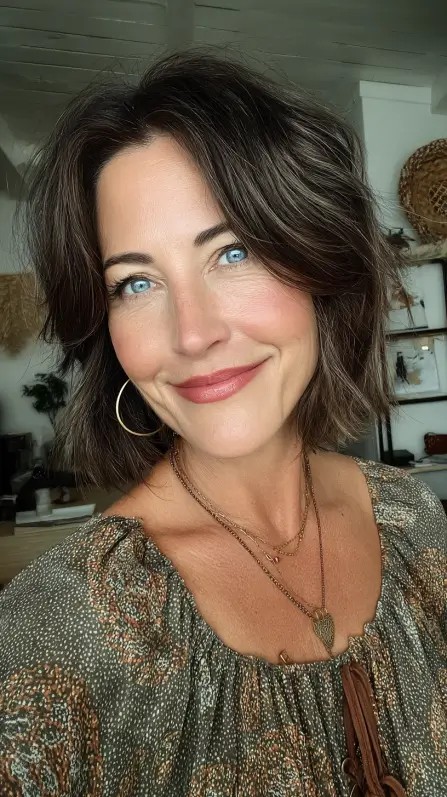 Textured Mid-Length Shag with Soft Face-Framing Layers