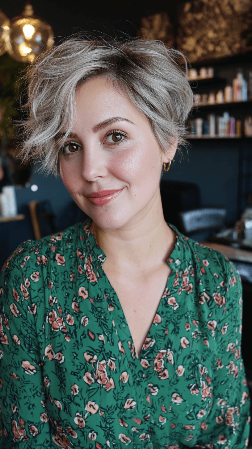 Textured Pixie Cut with Icy Platinum Balayage