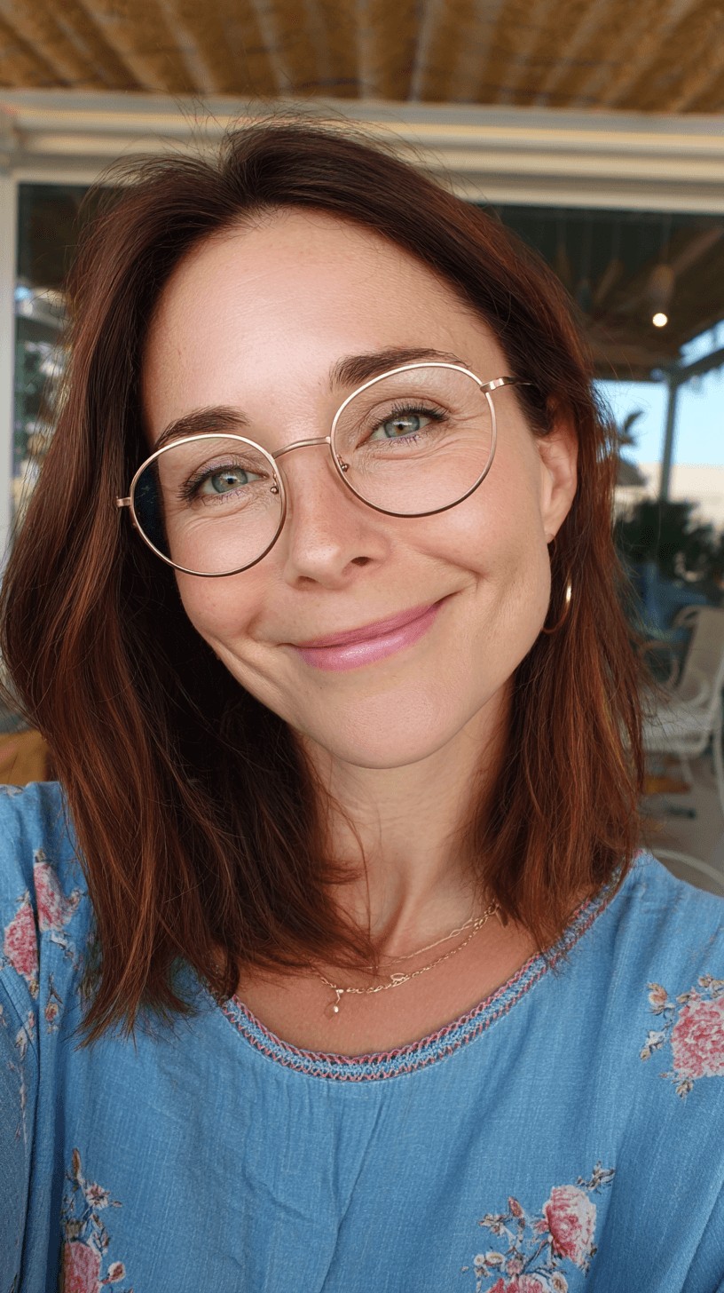 Warm Chestnut Textured Mid-Length Cut