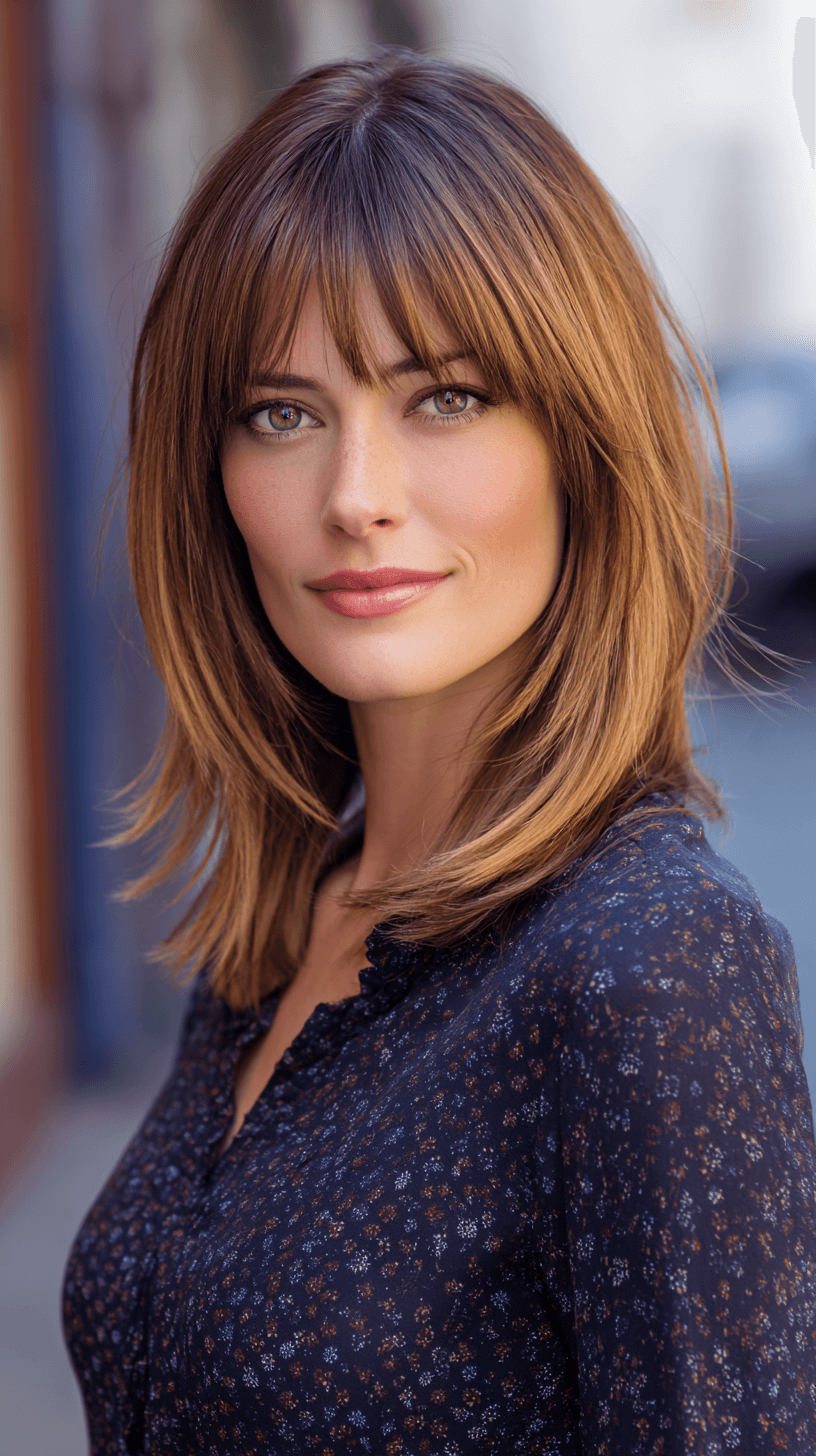 Chic Layered Medium Cut with Face-Framing Bangs