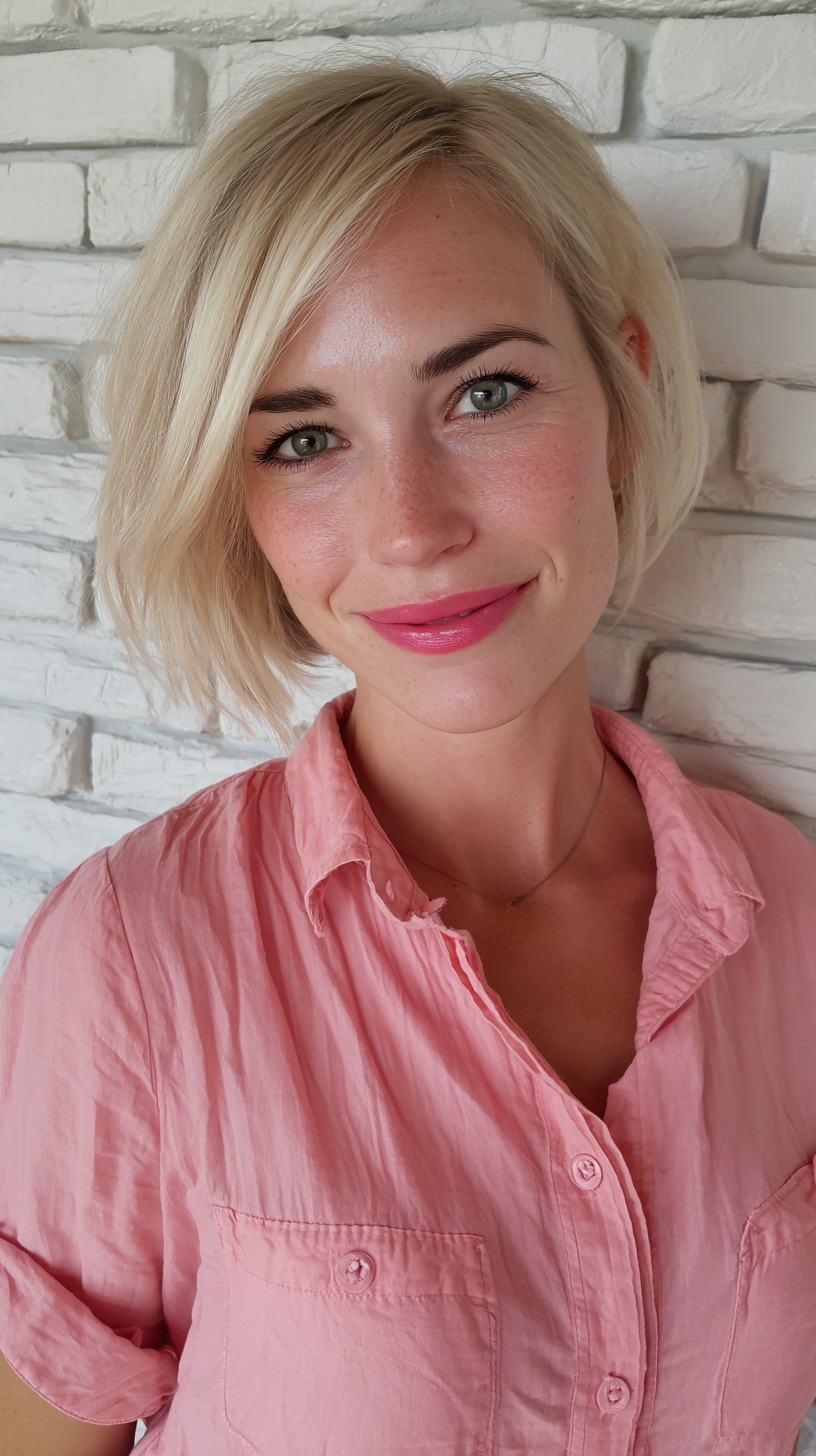 Modern Textured Blonde Bob with Subtle Waves