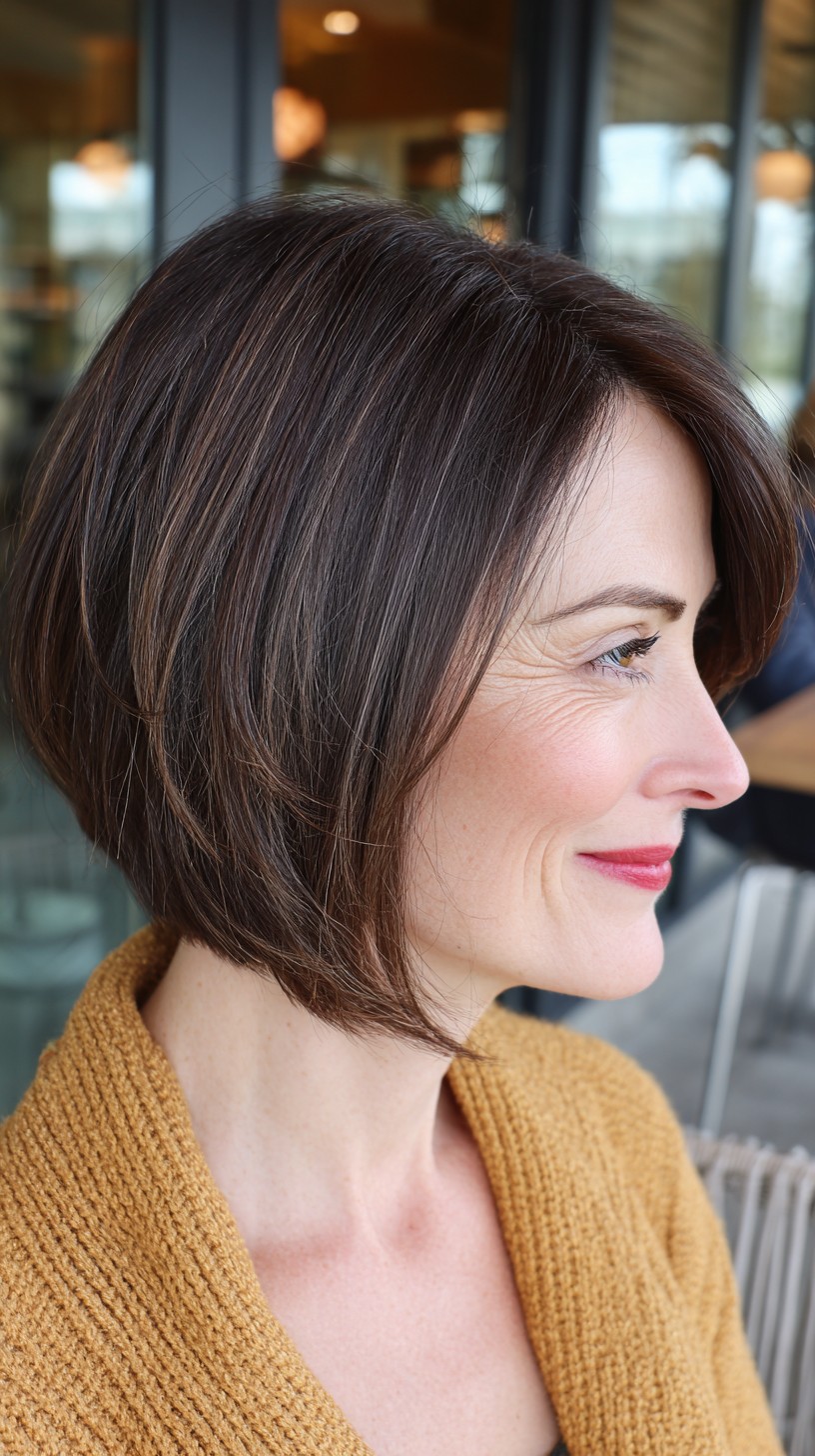 Modern Warm Brown A-Line Bob with Subtle Layers