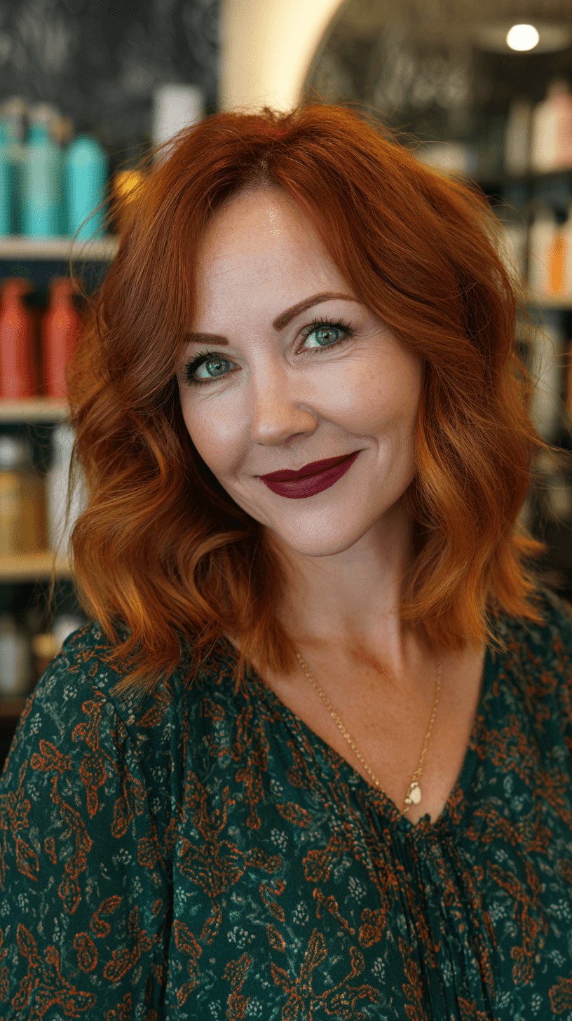 Radiant Copper Waves with Textured Ends