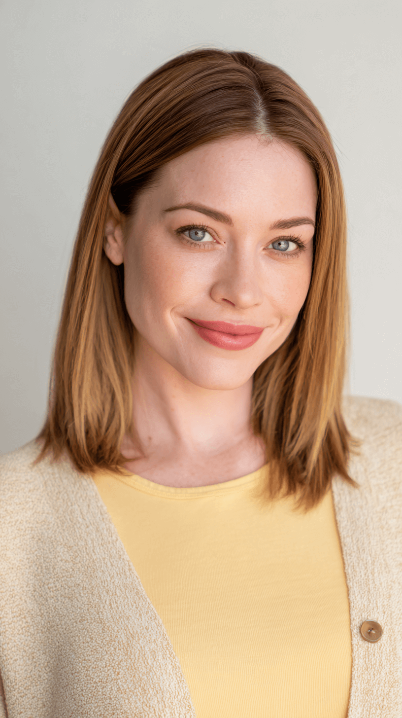 Sleek Medium Length Cut with Subtle Face-Framing Layers