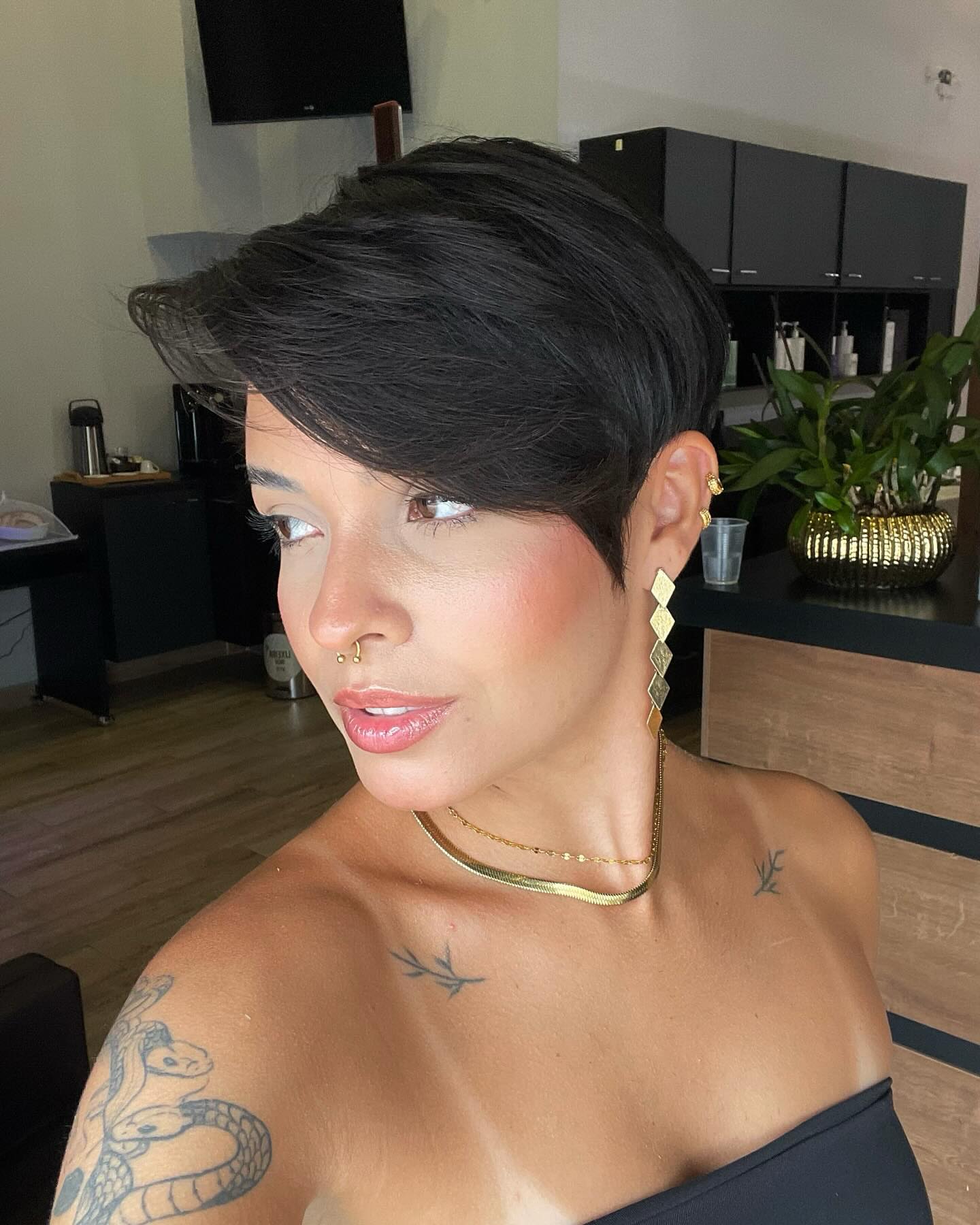 Sleek Modern Pixie with Side-Swept Bangs