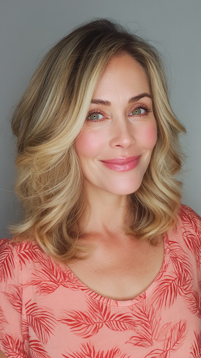 Soft Textured Blonde Waves with Subtle Highlights
