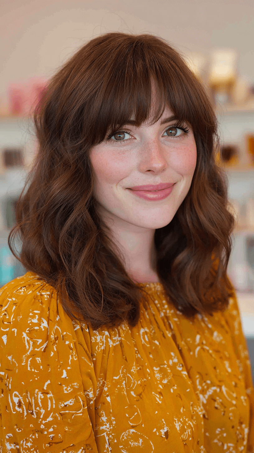 Softly Layered Medium Length Cut with Wispy Bangs
