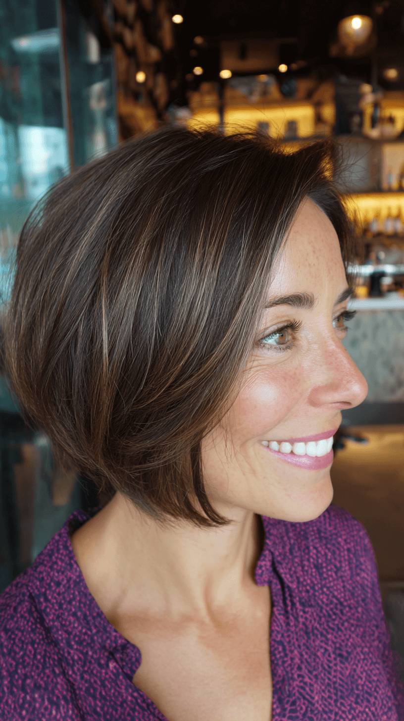 Stylish Chestnut A-Line Bob with Soft Textured Ends