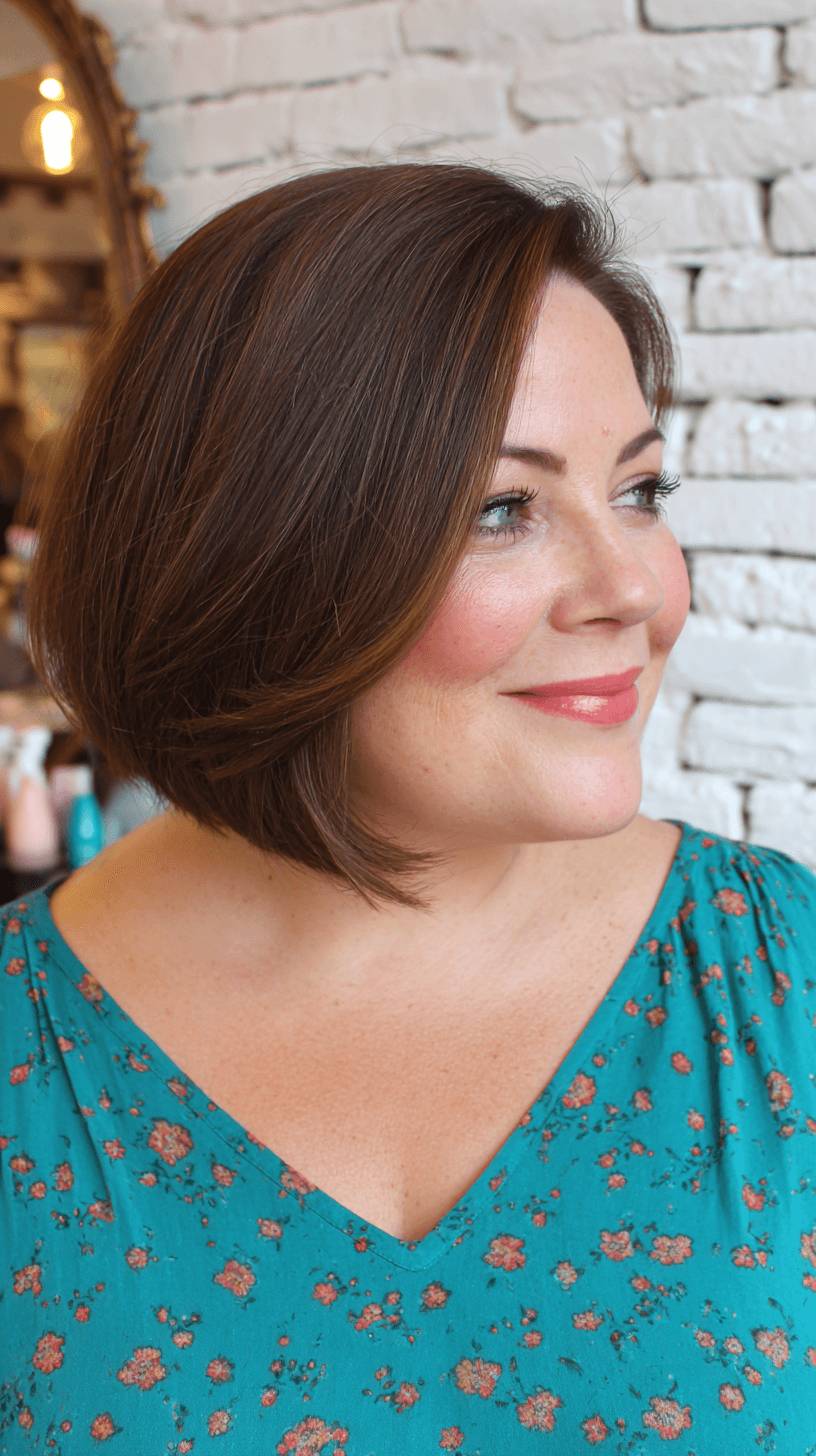 Stylish Rich Brown A-Line Bob with Subtle Side Swept Layers