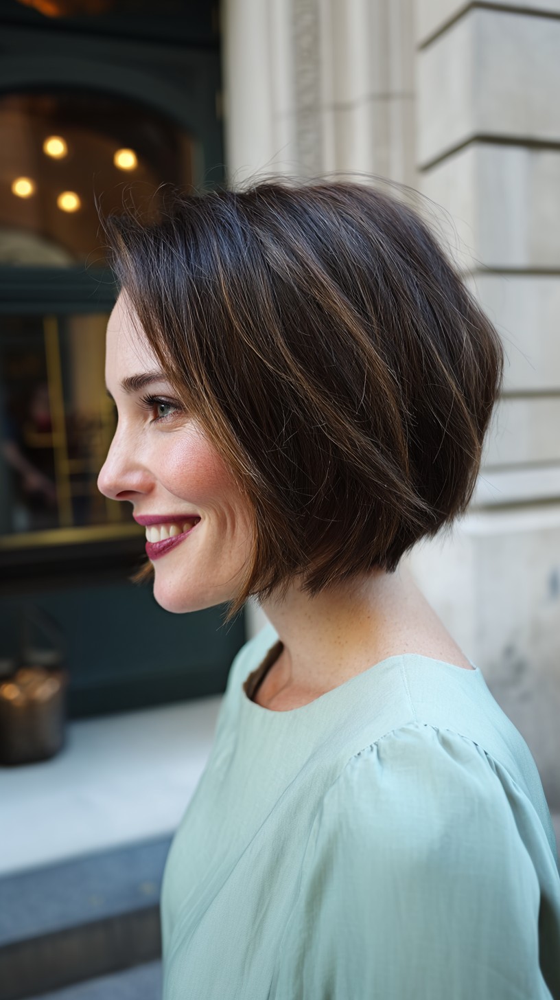 Stylish Textured A-Line Bob with Subtle Highlights