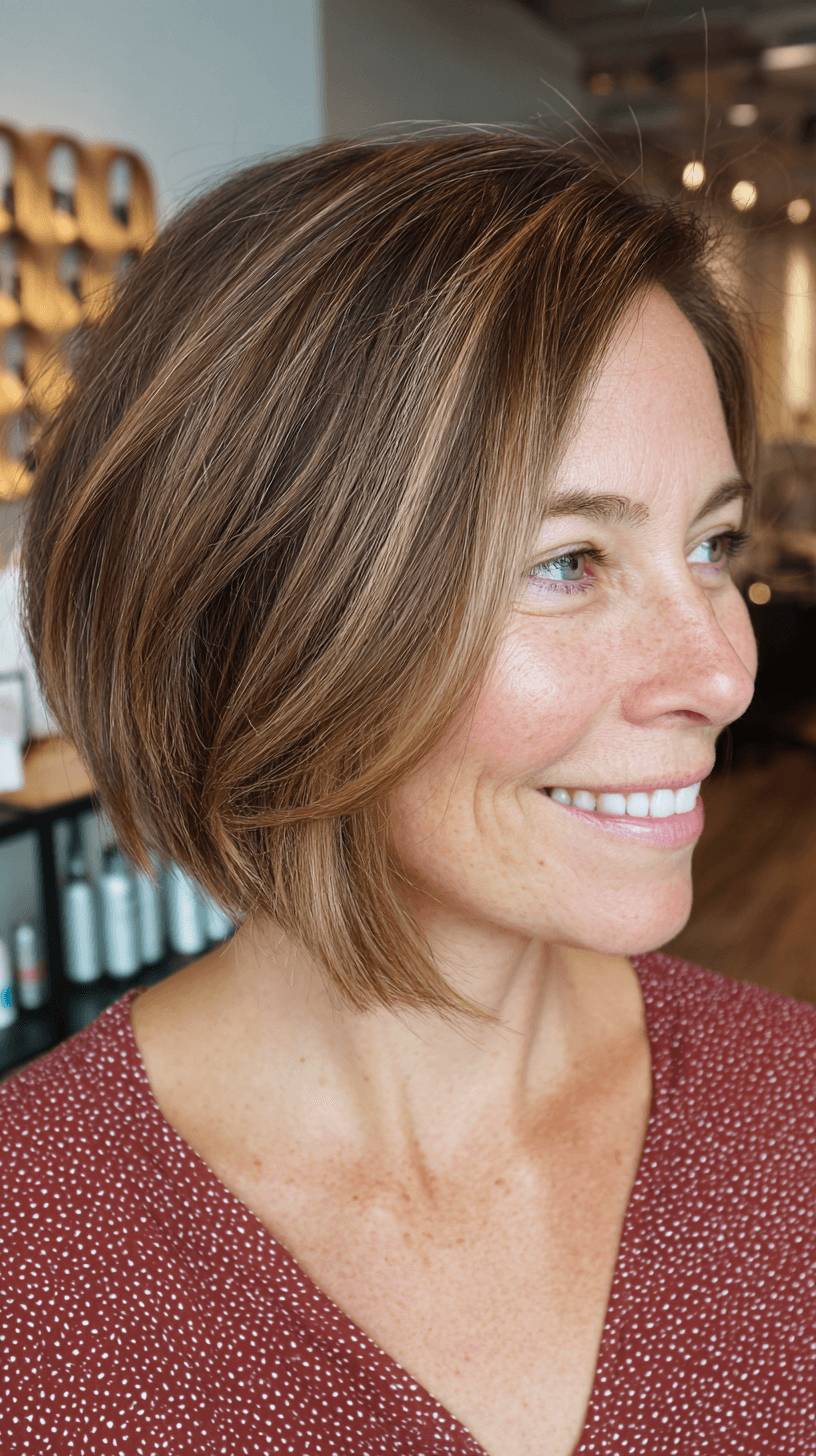 Stylish Warm Brown A-Line Bob with Soft Layers